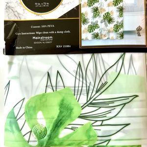 Tropical Green & Gold Leaves Peva Shower Curtain Jungle